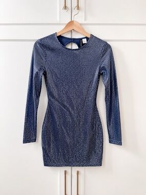 h&m blue sequin dress H&m sequin navy dress nwt small